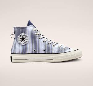 Converse Chuck 70 Crafted Stripe High Tops Shoes Indigo / Black | CV-536PJD